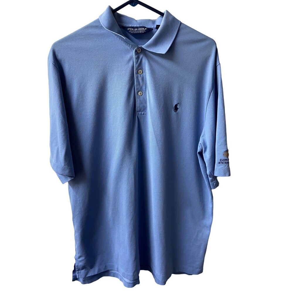 Polo Golf Ralph Lauren  Shirt Mens Size L Blue Solid Short Sleeved Golf Polo